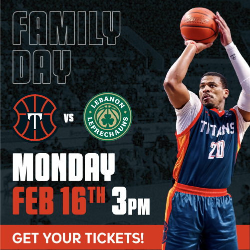 KW Titans Family Day Game Feb 16, 2026. KW Titans vs Lebanon Leprechauns